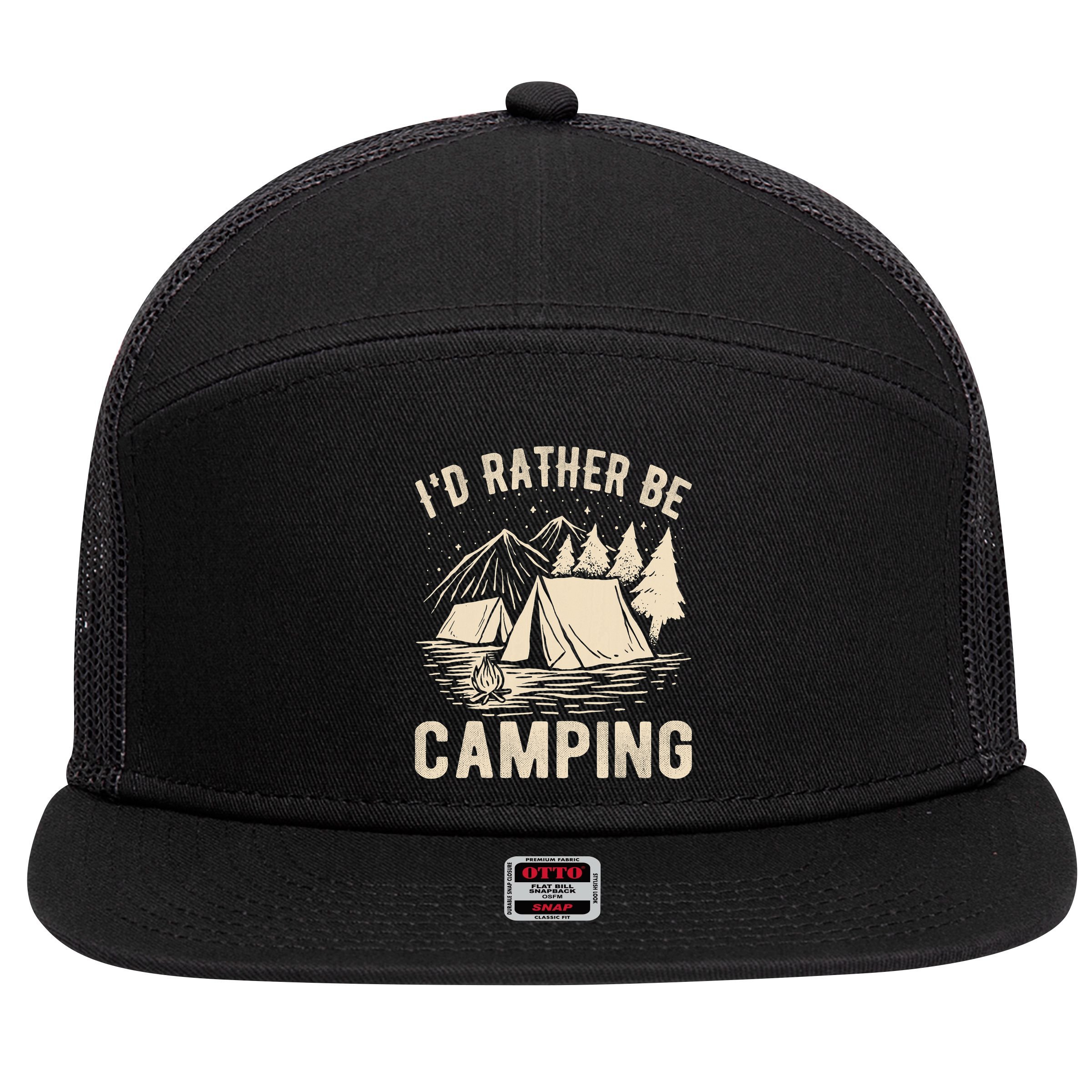 Id Rather Be Camping Funny Camping Lovers Cool Gifts 7 Panel Mesh Trucker Snapback Hat