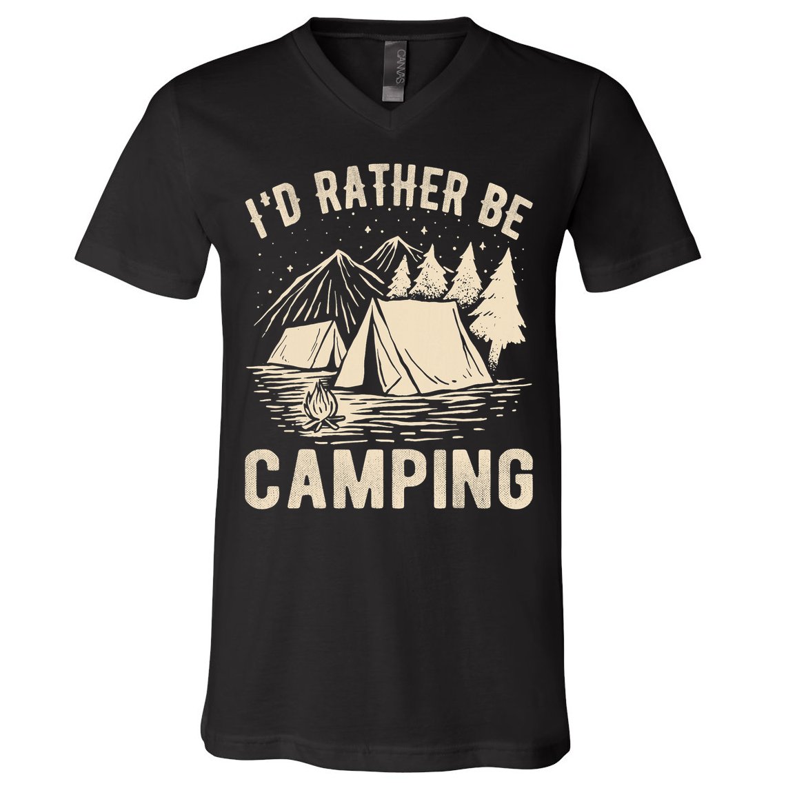 Id Rather Be Camping Funny Camping Lovers Cool Gifts V-Neck T-Shirt