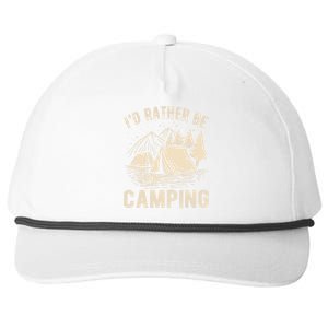 Id Rather Be Camping Funny Camping Lovers Cool Gifts Snapback Five-Panel Rope Hat