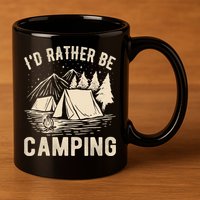 Id Rather Be Camping Funny Camping Lovers Cool Gifts 11oz C Handle Ceramic Mug