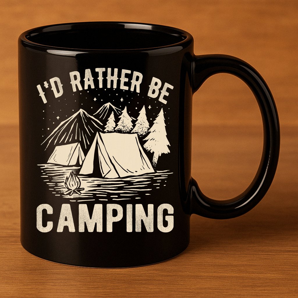 Id Rather Be Camping Funny Camping Lovers Cool Gifts 11oz C Handle Ceramic Mug
