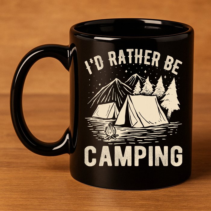Id Rather Be Camping Funny Camping Lovers Cool Gifts 11oz C Handle Ceramic Mug