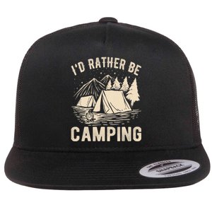 Id Rather Be Camping Funny Camping Lovers Cool Gifts Flat Bill Trucker Hat