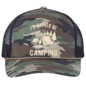 Id Rather Be Camping Funny Camping Lovers Cool Gifts Retro Rope Trucker Hat Cap