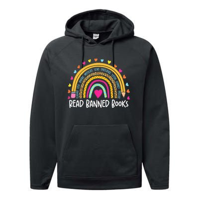 I Read Banned Books Rainbow Readers Reading Gift Performance Fleece Hoodie