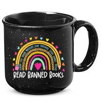 I Read Banned Books Rainbow Readers Reading Gift 15oz Campfire Ceramic Mug