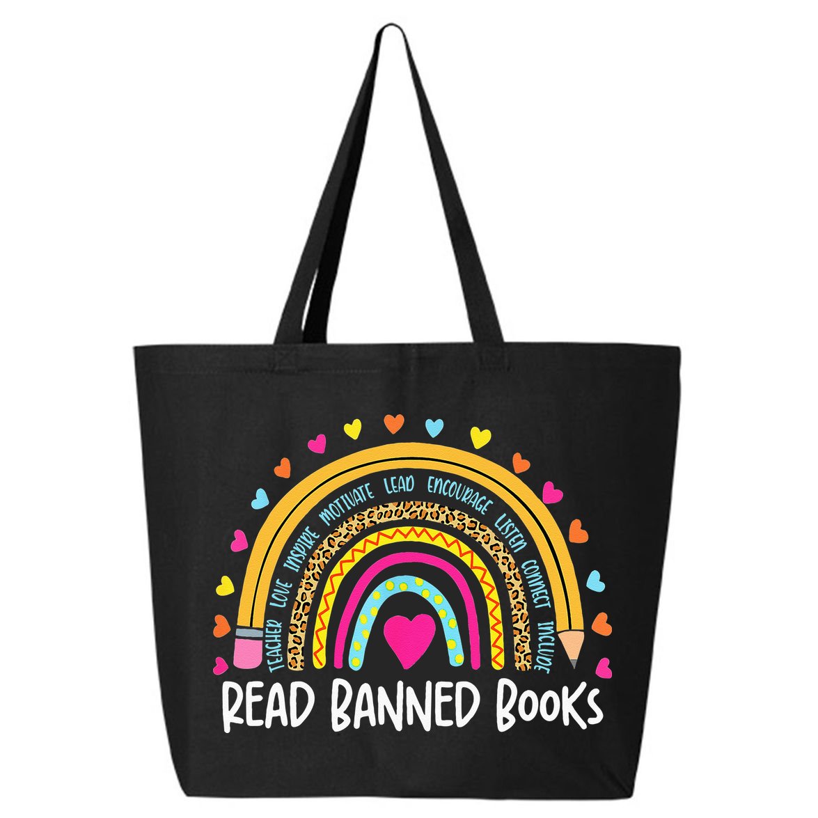 I Read Banned Books Rainbow Readers Reading Gift 25L Jumbo Tote