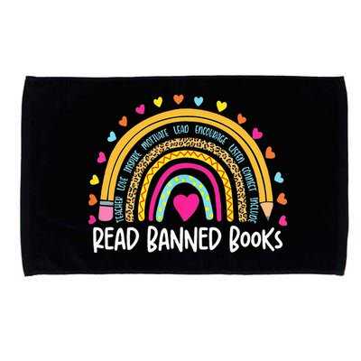I Read Banned Books Rainbow Readers Reading Gift Microfiber Hand Towel