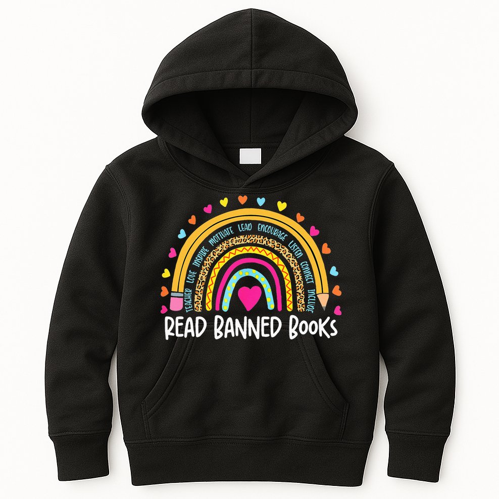 I Read Banned Books Rainbow Readers Reading Gift Kids Hoodie