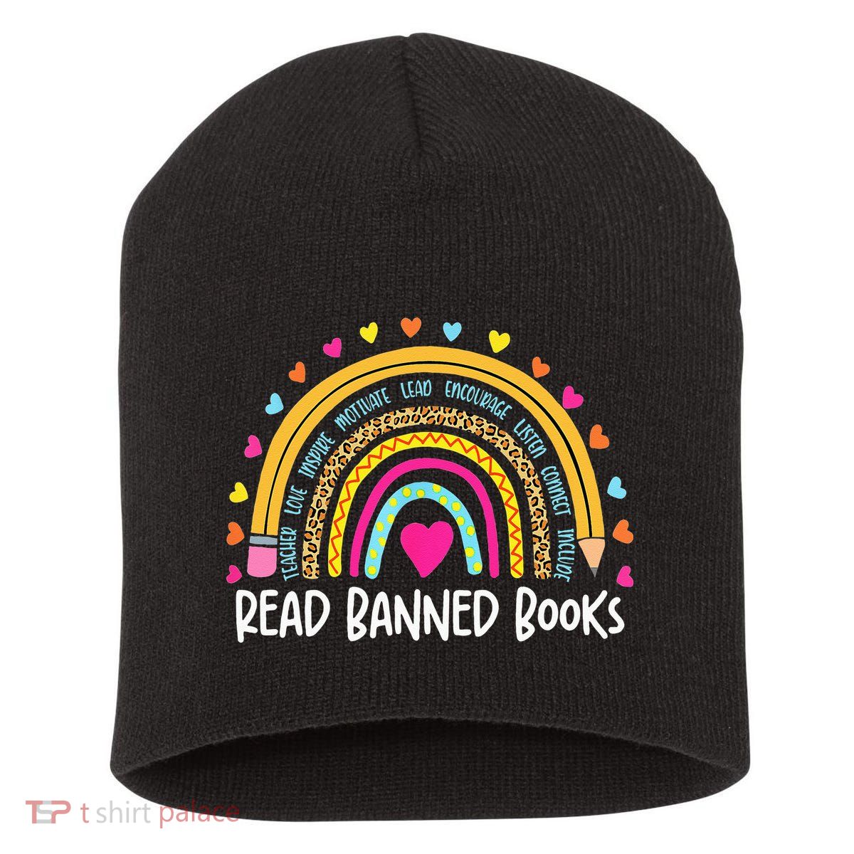 I Read Banned Books Rainbow Readers Reading Gift Short Acrylic Beanie