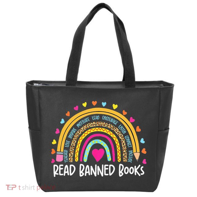 I Read Banned Books Rainbow Readers Reading Gift Zip Tote Bag