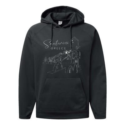 ID Rather Be In Santorini Greece Greek Islands Performance Fleece Hoodie