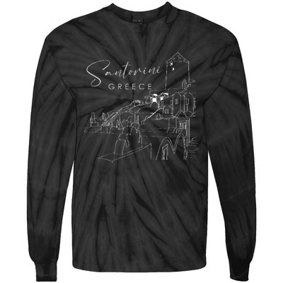 ID Rather Be In Santorini Greece Greek Islands Tie-Dye Long Sleeve Shirt