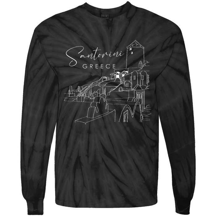 ID Rather Be In Santorini Greece Greek Islands Tie-Dye Long Sleeve Shirt