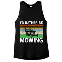 Id Rather Be Mowing Lawn Mowing Ladies PosiCharge Tri-Blend Wicking Tank