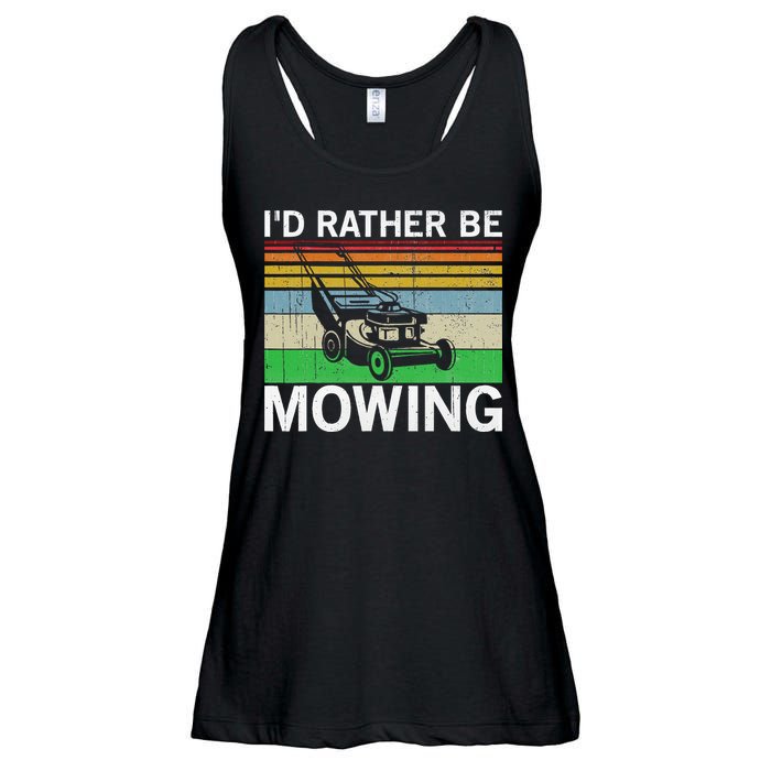 Id Rather Be Mowing Lawn Mowing Ladies Essential Flowy Tank