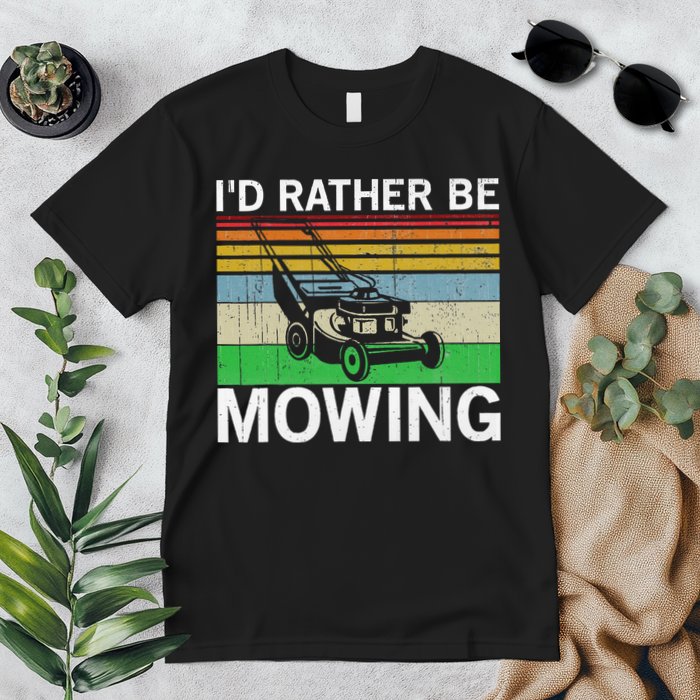 Id Rather Be Mowing Lawn Mowing Premium T-Shirt