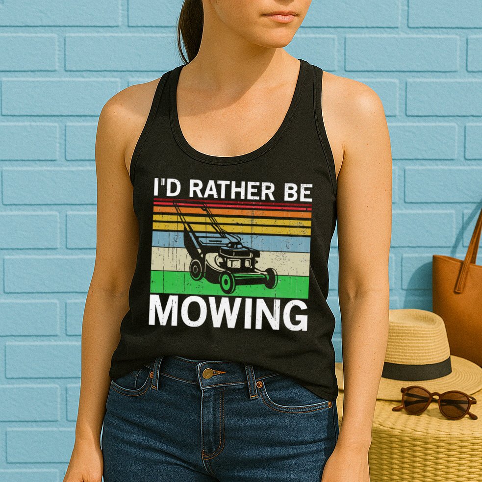 Id Rather Be Mowing Lawn Mowing Womens Tank Top