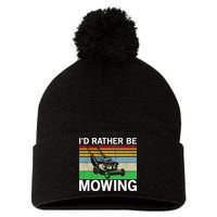 Id Rather Be Mowing Lawn Mowing Pom Pom 12in Knit Beanie