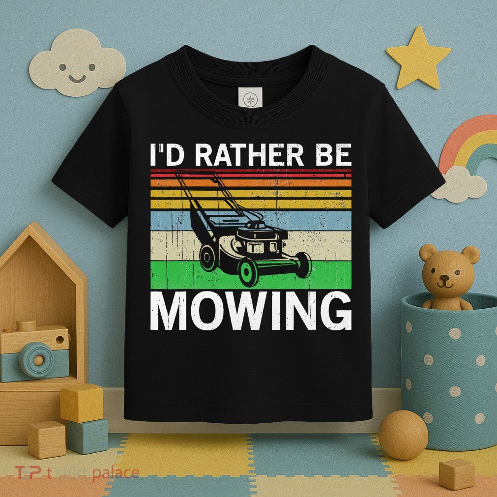Id Rather Be Mowing Lawn Mowing Toddler T-Shirt