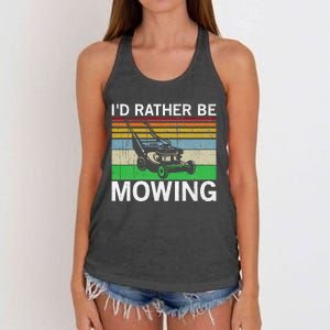 Id Rather Be Mowing Lawn Mowing Women's Knotted Racerback Tank