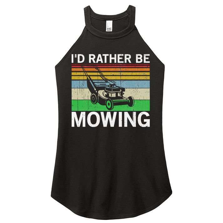 Id Rather Be Mowing Lawn Mowing Women's Perfect Tri Rocker Tank