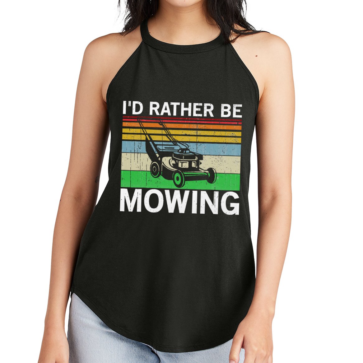 Id Rather Be Mowing Lawn Mowing Women's Perfect Tri Rocker Tank