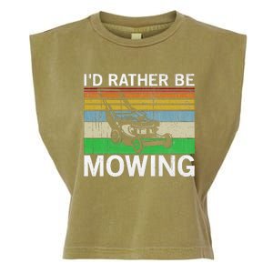 Id Rather Be Mowing Lawn Mowing Garment-Dyed Women's Muscle Tee