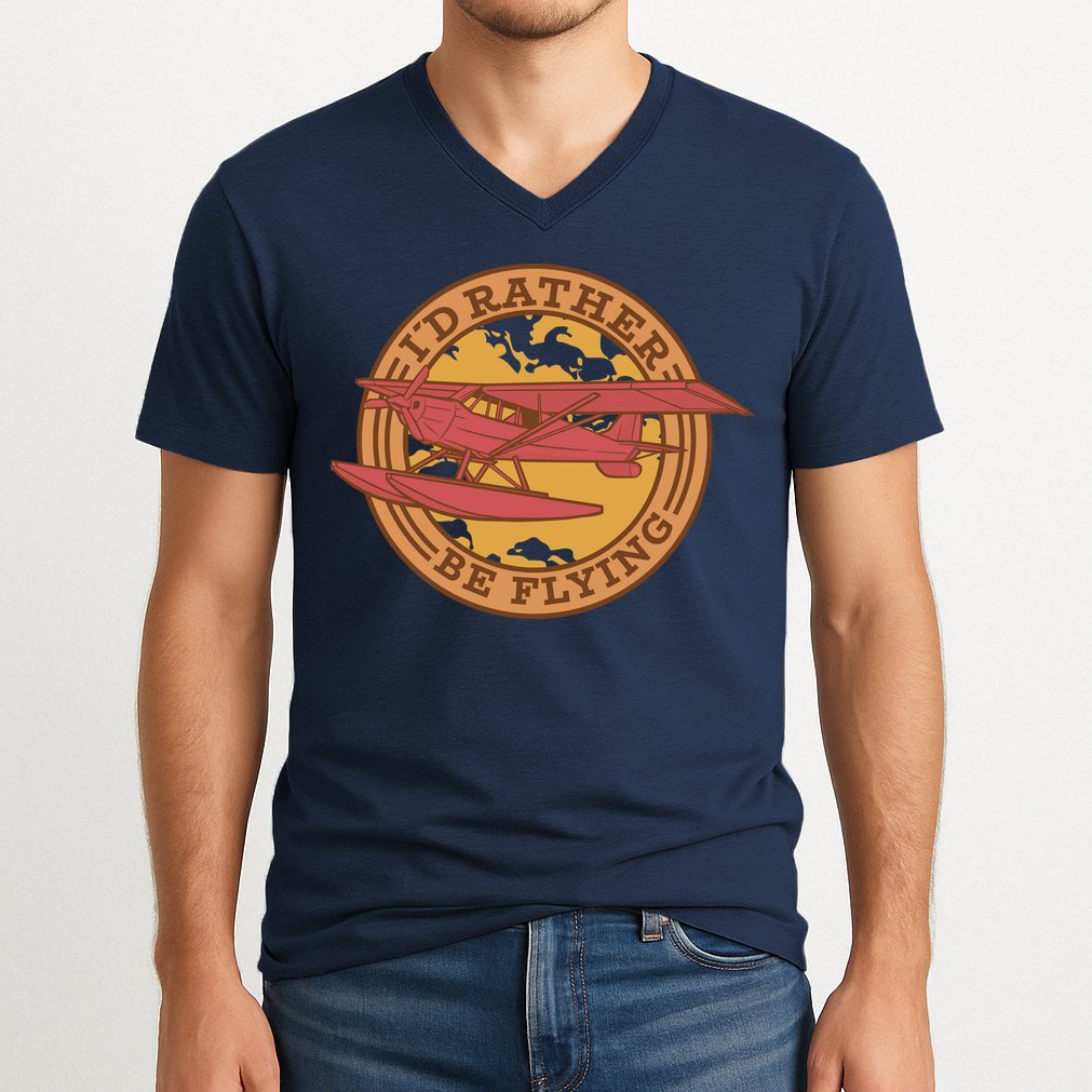 I'd Rather Be Flying V-Neck T-Shirt