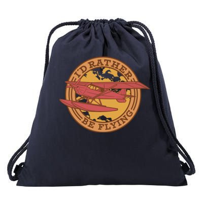 I'd Rather Be Flying Drawstring Bag