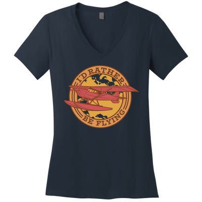 I'd Rather Be Flying Women's V-Neck T-Shirt