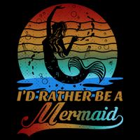 Id Rather Be A Mermaid Cute 90s Retro Sunset Silhouette Mermaid Slogan Backpack
