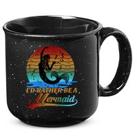 Id Rather Be A Mermaid Cute 90s Retro Sunset Silhouette Mermaid Slogan 15oz Campfire Ceramic Mug
