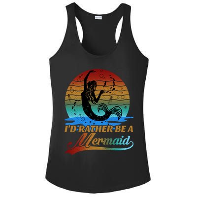 Id Rather Be A Mermaid Cute 90s Retro Sunset Silhouette Mermaid Slogan Ladies PosiCharge Competitor Racerback Tank