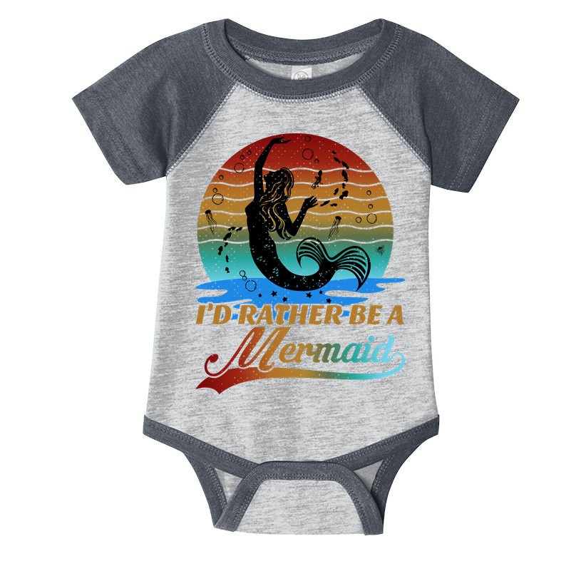 Id Rather Be A Mermaid Cute 90s Retro Sunset Silhouette Mermaid Slogan Infant Baby Jersey Bodysuit