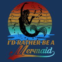 Id Rather Be A Mermaid Cute 90s Retro Sunset Silhouette Mermaid Slogan Infant Baby Jersey Bodysuit