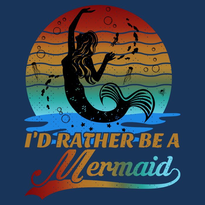Id Rather Be A Mermaid Cute 90s Retro Sunset Silhouette Mermaid Slogan Infant Baby Jersey Bodysuit