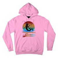 Id Rather Be A Mermaid Cute 90s Retro Sunset Silhouette Mermaid Slogan Hoodie