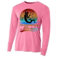 Id Rather Be A Mermaid Cute 90s Retro Sunset Silhouette Mermaid Slogan Cooling Performance Long Sleeve Crew