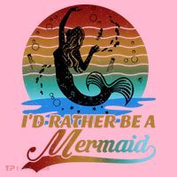 Id Rather Be A Mermaid Cute 90s Retro Sunset Silhouette Mermaid Slogan Premium T-Shirt