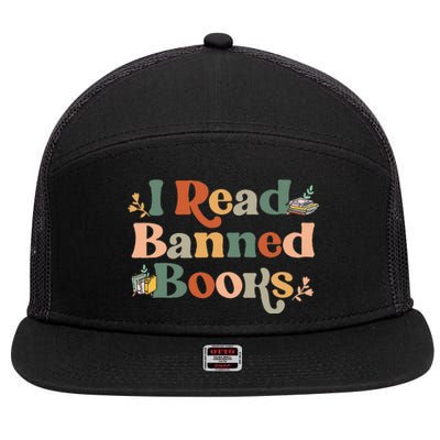 I Read Banned Books Week Librarian Freadom Reader Nerd 7 Panel Mesh Trucker Snapback Hat