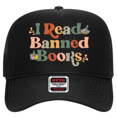 I Read Banned Books Week Librarian Freadom Reader Nerd High Crown Mesh Back Trucker Hat