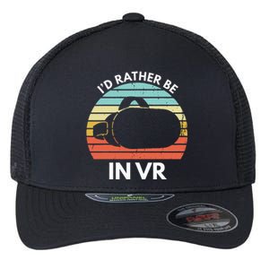 ID Rather Be In Vr Funny Virtual Reality Gamer Flexfit Unipanel Trucker Cap