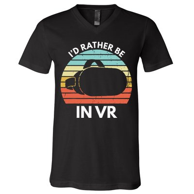 ID Rather Be In Vr Funny Virtual Reality Gamer V-Neck T-Shirt