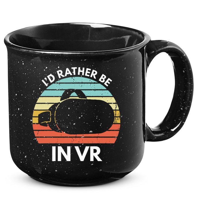 ID Rather Be In Vr Funny Virtual Reality Gamer 15oz Campfire Ceramic Mug