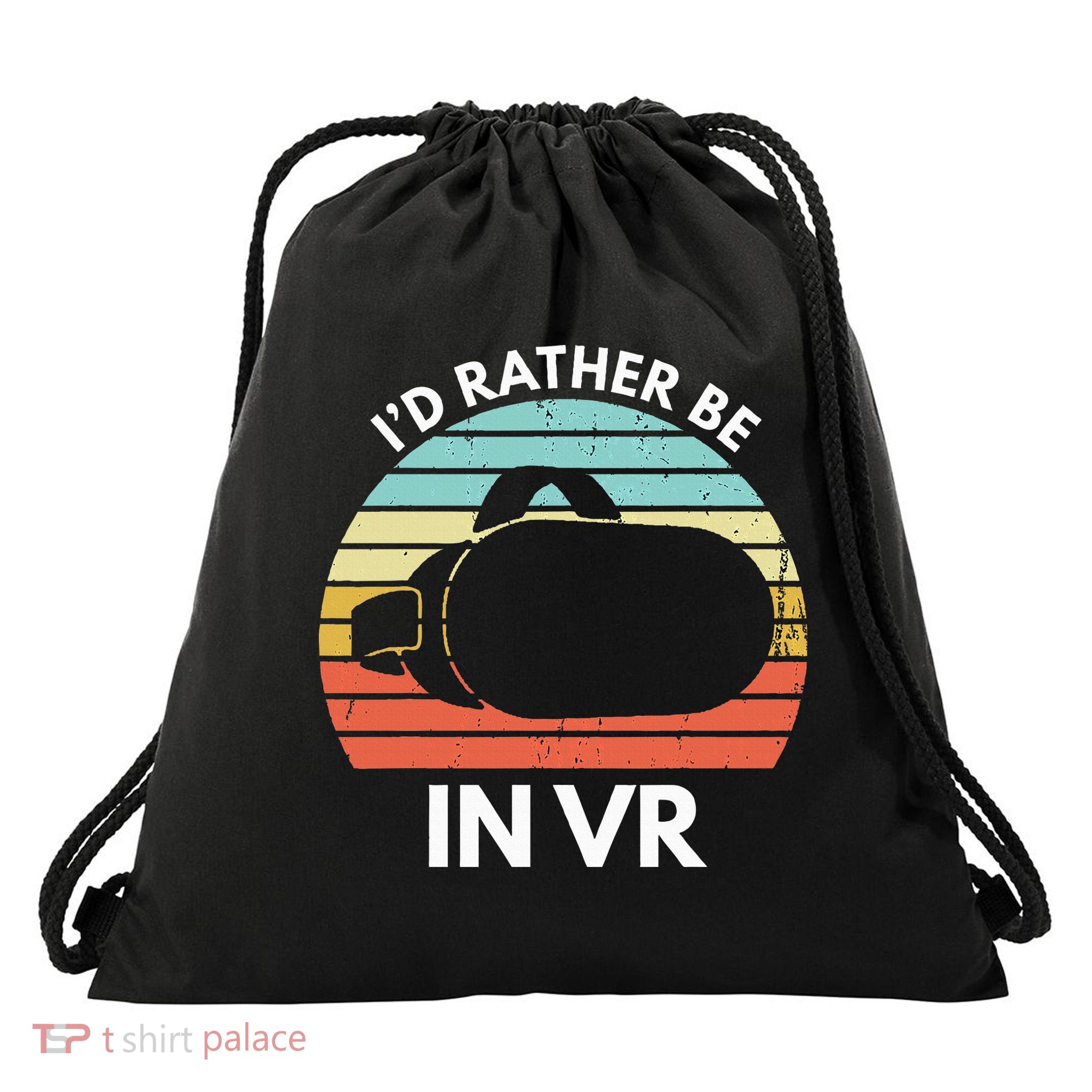 ID Rather Be In Vr Funny Virtual Reality Gamer Drawstring Bag