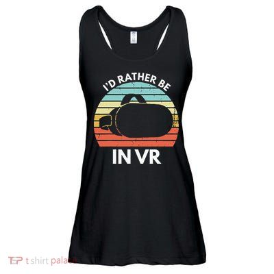 ID Rather Be In Vr Funny Virtual Reality Gamer Ladies Essential Flowy Tank