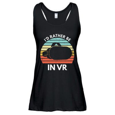 ID Rather Be In Vr Funny Virtual Reality Gamer Ladies Essential Flowy Tank