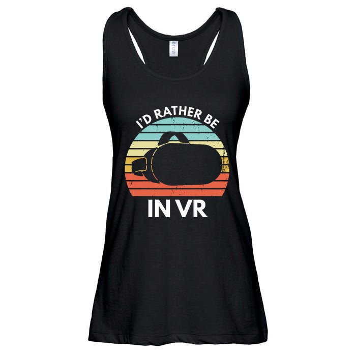 ID Rather Be In Vr Funny Virtual Reality Gamer Ladies Essential Flowy Tank