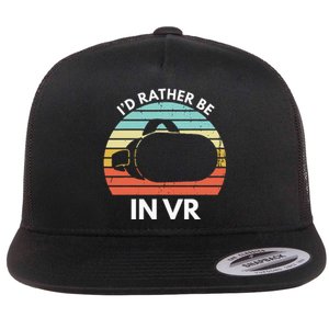 ID Rather Be In Vr Funny Virtual Reality Gamer Flat Bill Trucker Hat